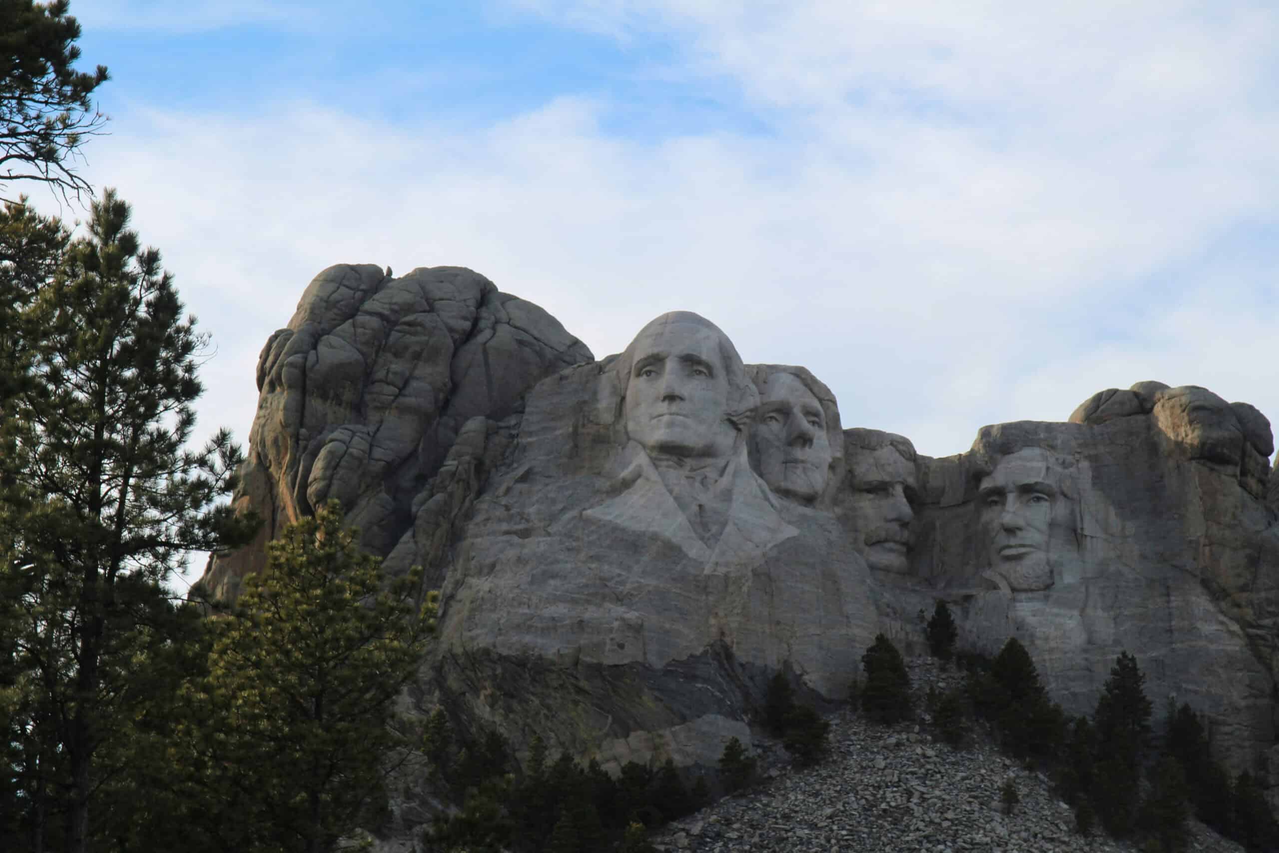 Mount Rushmore with carved faces of U.S. presidents in South Dakota.